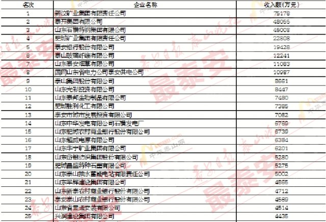 公司位列泰安市纳税百强第28位